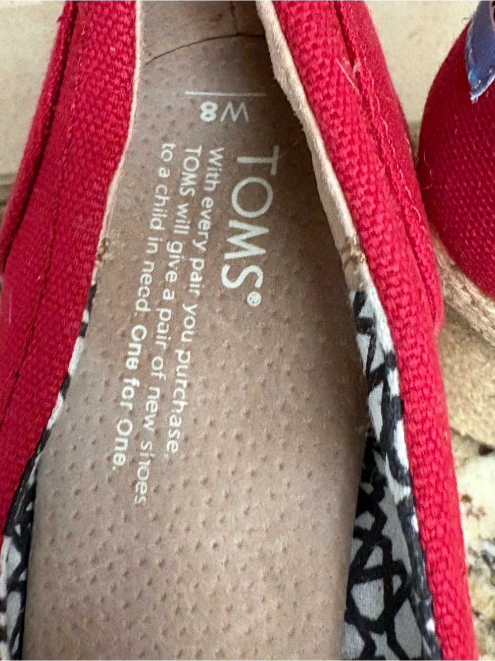 Toms Women's Red Canvas Peep-Toe Mules - Picture 3 of 6